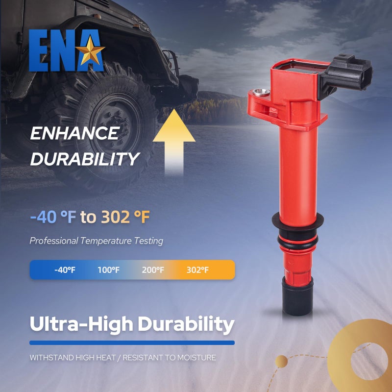 ENA Set of 6 Red Ignition Coil for UF270 56028138 Compatible with Dodge Jeep Mitsubishi Dakota Durango 1500 Nitro Cherokee Commander Raider Liberty 3.7L V6 2002 2003 2004 2005 2006 2007 2008 - Image 3